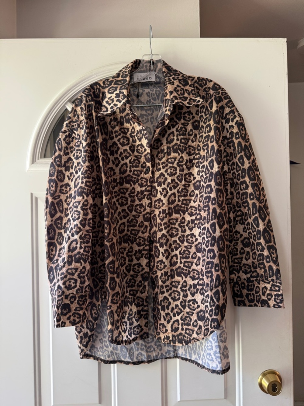 Kate Hewko Leopard Print Shirt Jacket in Brown and Black
